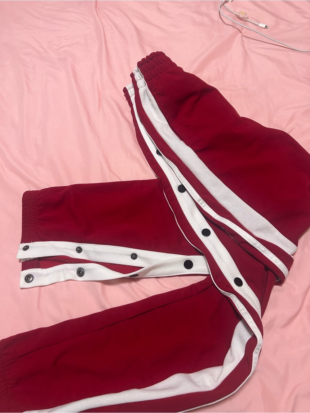 SHEIN Red Jogger Sweatpants with White Side Stripes